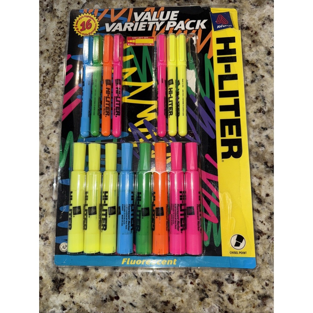 15 Avery Hi-liter‎ Assorted Fluorescent Colors Chisel Tip Highlighters 5217